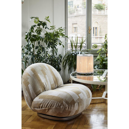 Model 597 Table Lamp Polished Aluminum/Cream Fringe