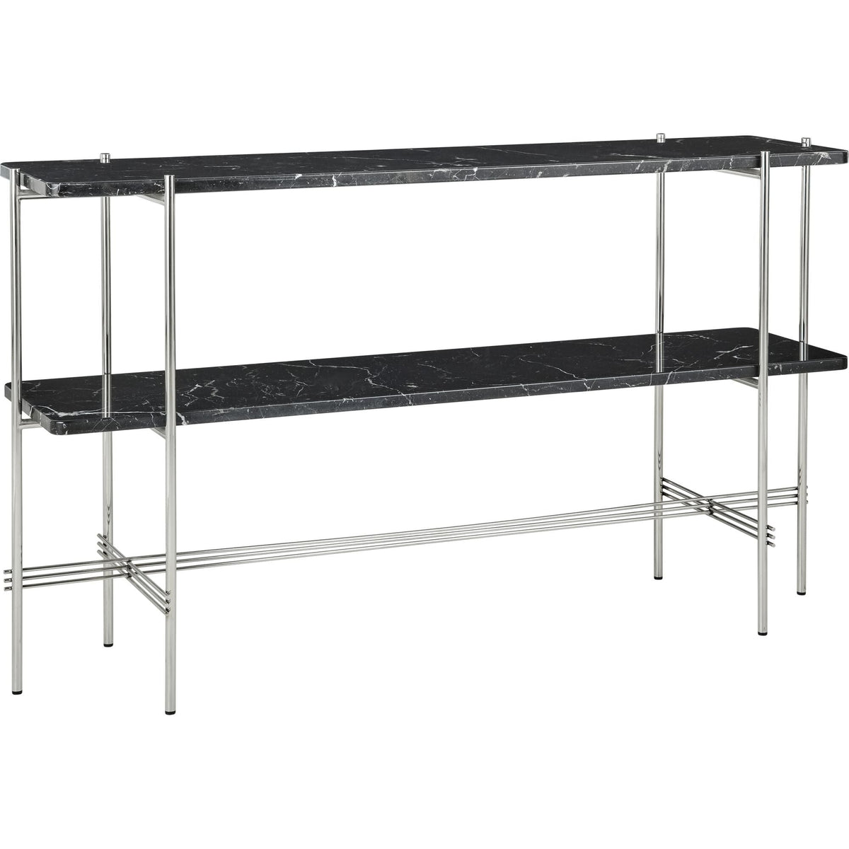 TS Console Table H72 cm w. 2 Shelves Black/ Black Marquina Marble