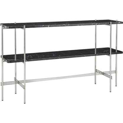 TS Console Table H72 cm w. 2 Shelves Black/ Black Marquina Marble