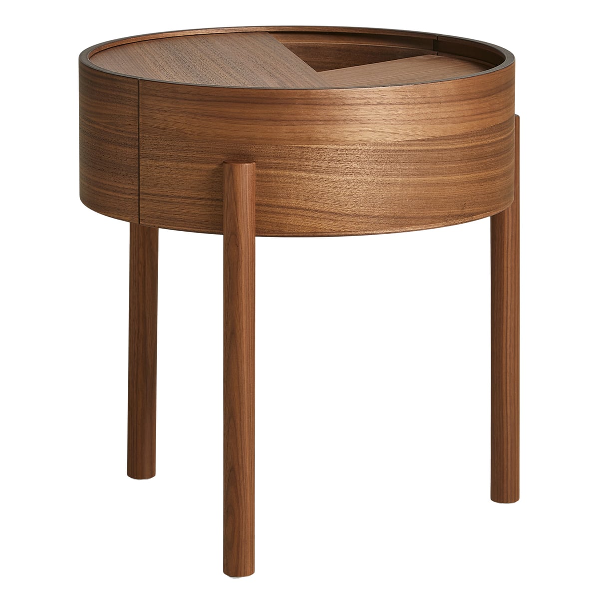 Arc side table, matt lacquered walnut