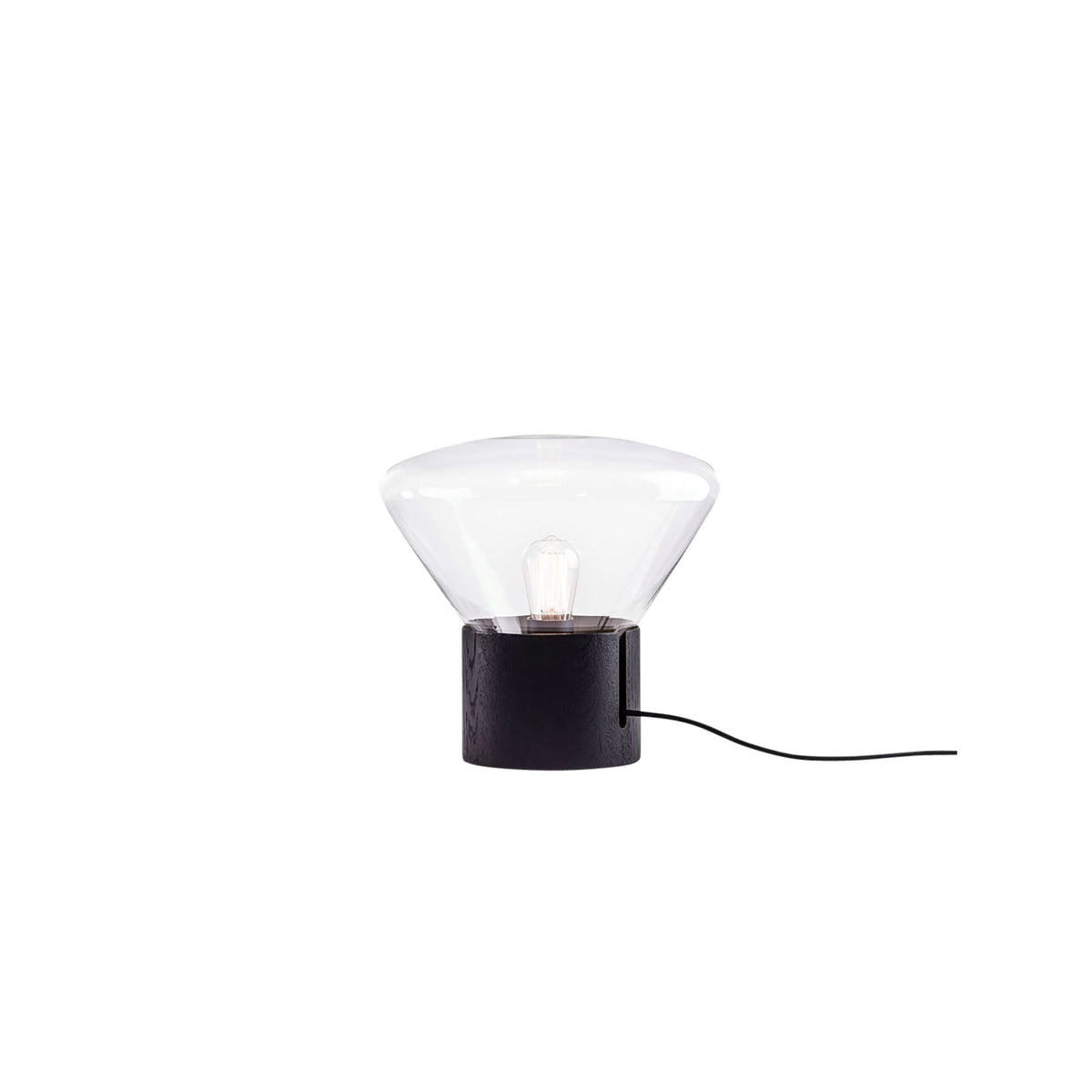 Muffins Wood 03B Pendant Transparent Glass/ Black Oak with Black Cord