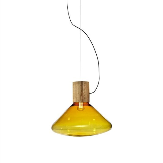 Muffins Wood 03B Pendant Brown Glass/Natural Oak with Black Cord