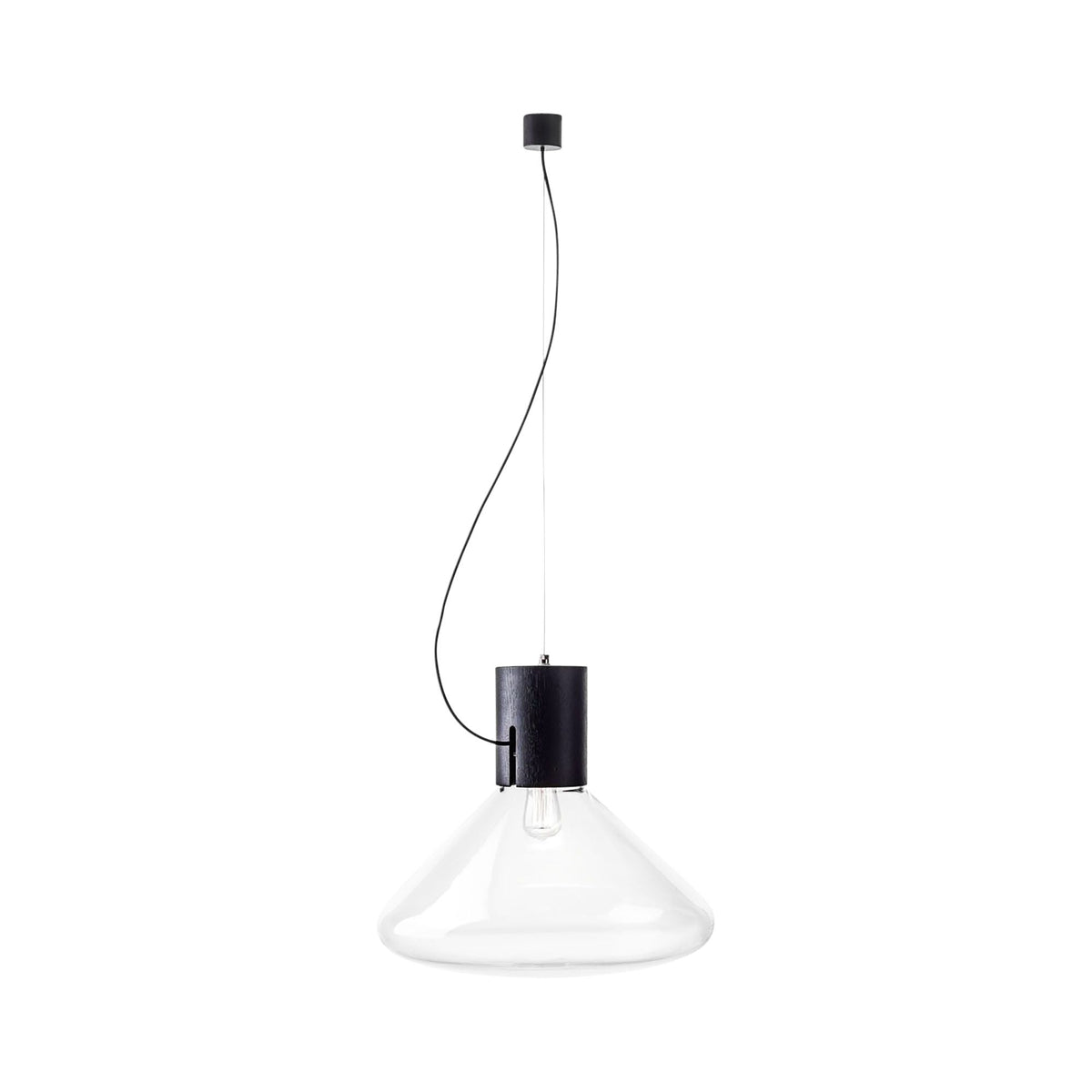 Muffins Wood 03B Pendant Transparent Glass/ Black Oak with Black Cord