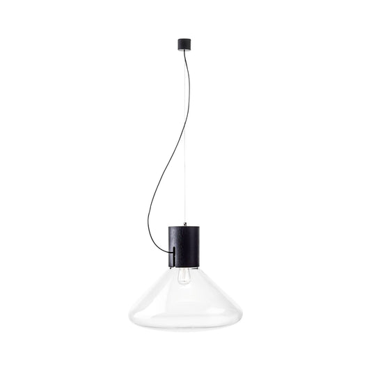 Muffins Wood 03B Pendant Transparent Glass/ Black Oak with Black Cord
