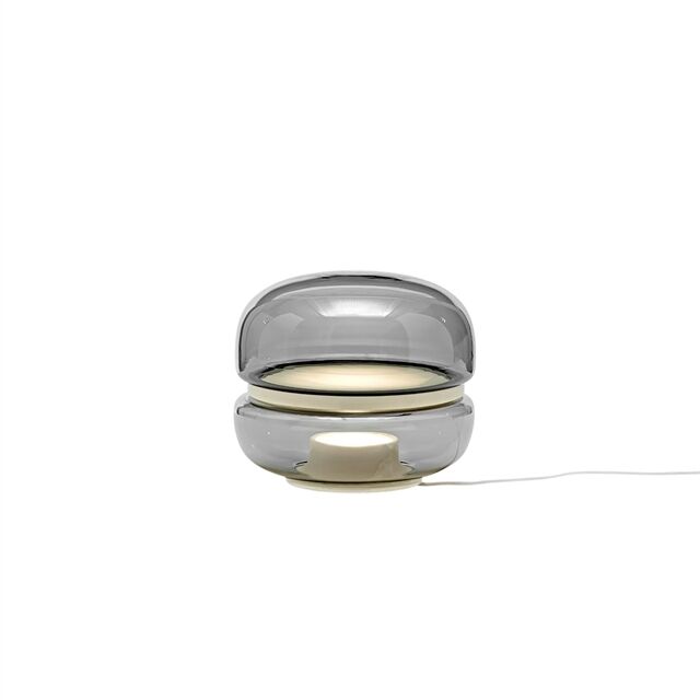 Macaron Table Lamp Small Smoked Glass/ White Onyx