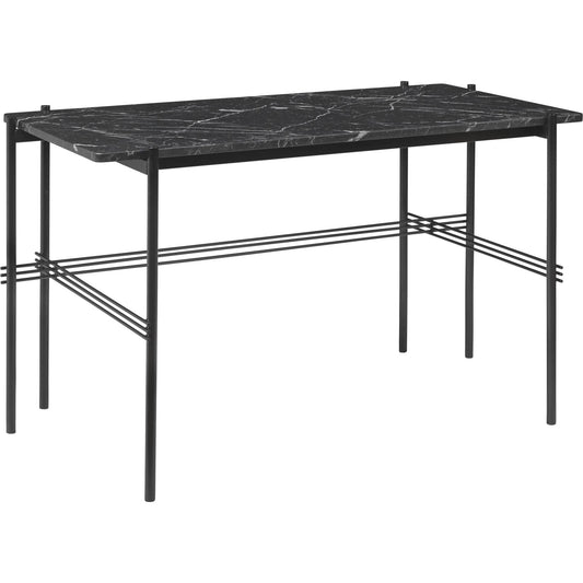 TS Desk 120 x 60 cm w. Black Base and Black Marquina Marble Top