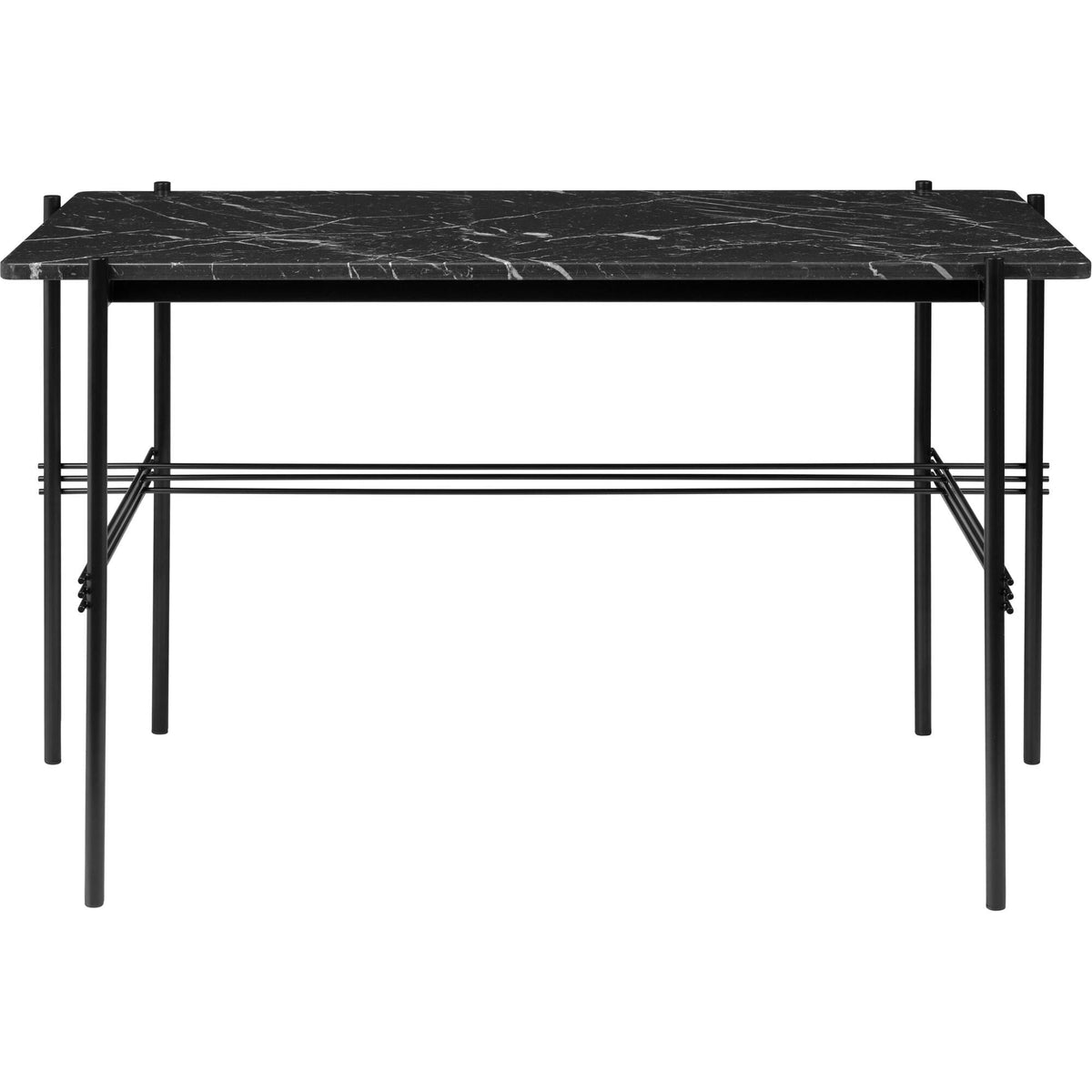 TS Desk 120 x 60 cm w. Black Base and Black Marquina Marble Top