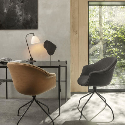 TS Desk 120 x 60 cm w. Black Base and Black Marquina Marble Top