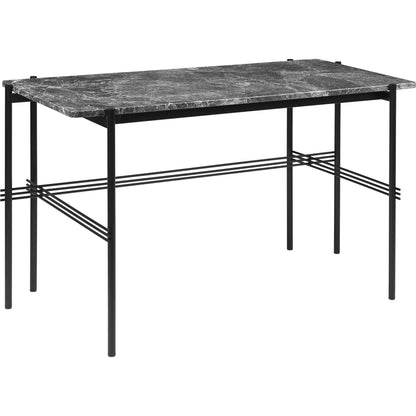 TS Desk 120 x 60 cm w. Black Base and White Carrara Marble Top