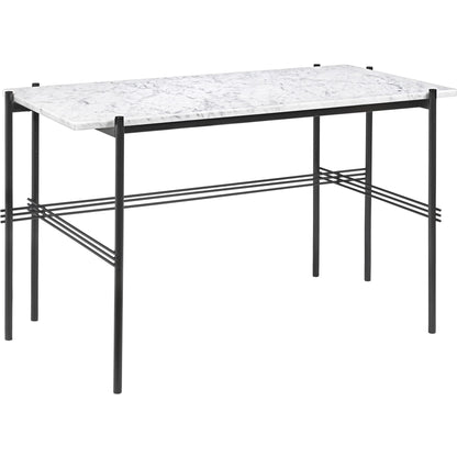 TS Desk 120 x 60 cm w. Black Base and Green Guatemala Marble Top