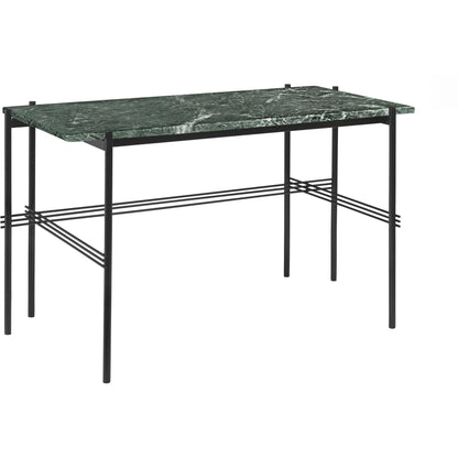 TS Desk 120 x 60 cm w. Black Base and Green Guatemala Marble Top
