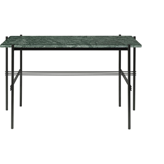 TS Desk 120 x 60 cm w. Black Base and Green Guatemala Marble Top