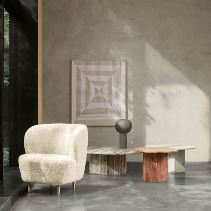Stay Lounge Chair Upholstered In Sheepskin Moonlight With Oak Base