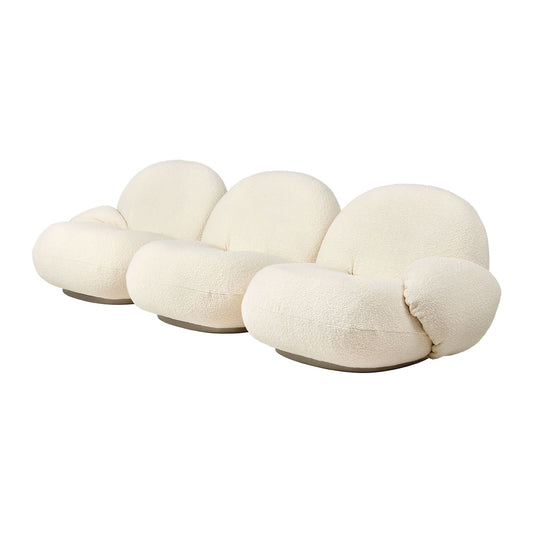 Pacha Sofa 3 Seater Upholstered In Karakorum 001 With Base In Pearl Gold