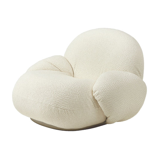 Pacha Armchair With Armrests Dora Boucle 0001 With Base In Pearl Gold