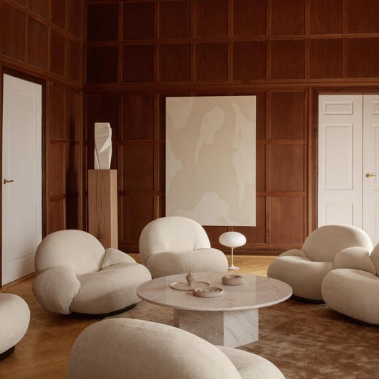 Pacha Armchair With Armrests Dora Boucle 0001 With Base In Pearl Gold