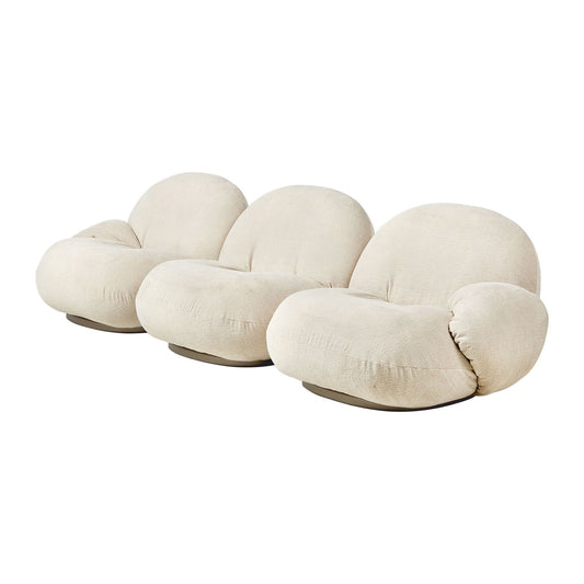 Pacha Sofa 3 Seater Upholstered In Karakorum 001 With Base In Pearl Gold