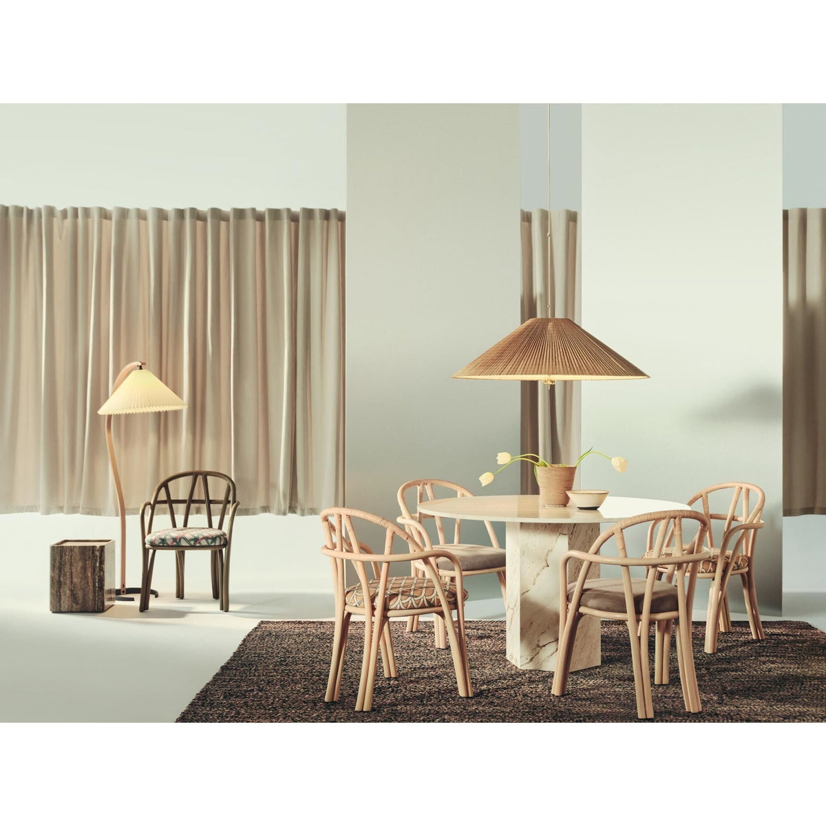 Bistra Stool Olive Stained Rattan/Fustagno Limonta 003