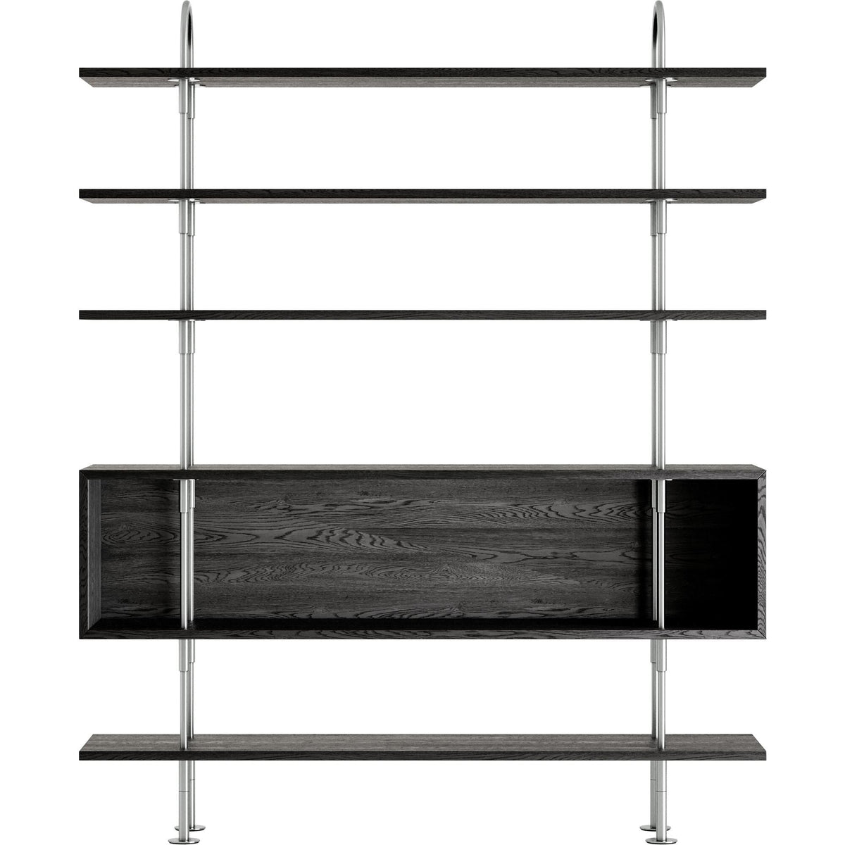 Keen 160 Shelving System 4 Shelves & Box Stainless Steel/Ash Veneer