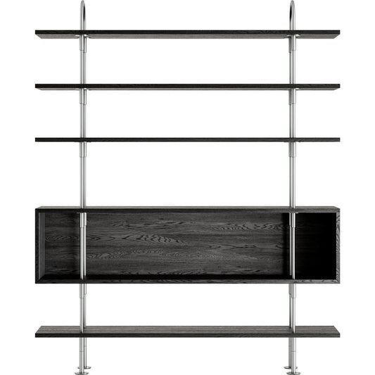 Keen 160 Shelving System 4 Shelves & Box Stainless Steel/Ash Veneer