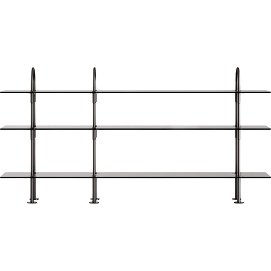 Keen 208 Shelving System 3 Black Brass/ Smoked Glass