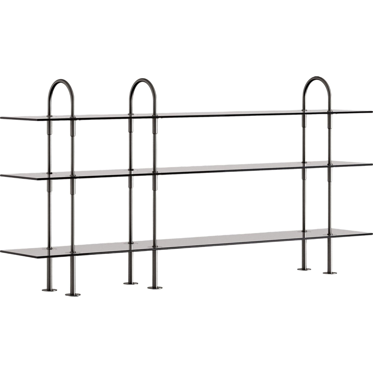 Keen 208 Shelving System 3 Black Brass/ Smoked Glass