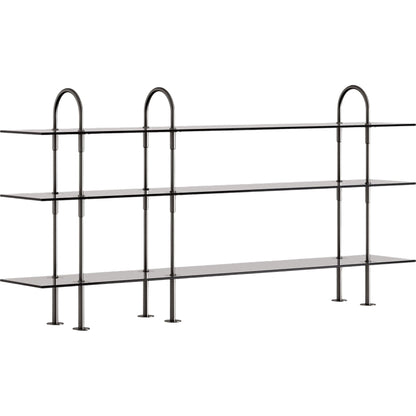 Keen 208 Shelving System 3 Black Brass/ Smoked Glass