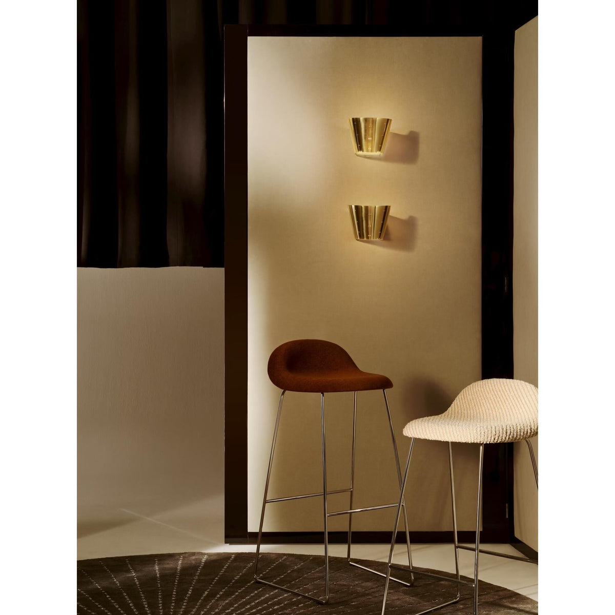 3D Bar Stool H65 Stainless Steel/Lupo Special Diagonal Bouclé/Dedar 009