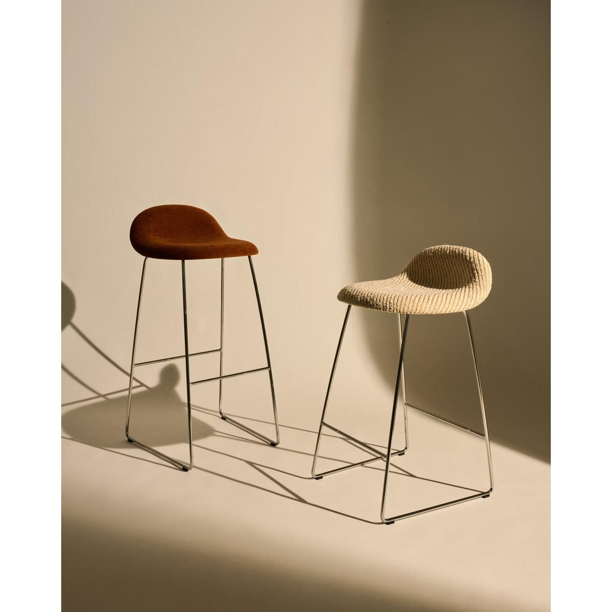 3D Bar Stool H65 Stainless Steel/Lupo Special Diagonal Bouclé/Dedar 009