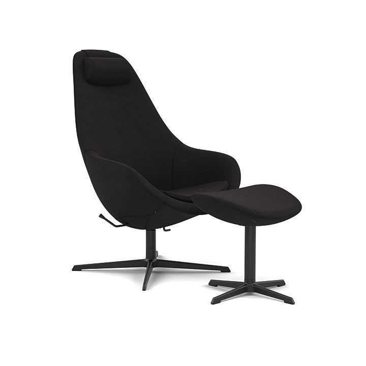 Kokon™ - Swivel armchair with 4-spoke base with armrests (Base - Matte Black / Upholstery Material - Reflect)
