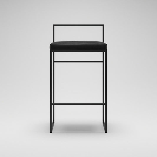 Department Bar Stool with Backrest 80 cm Black/Black Velvet