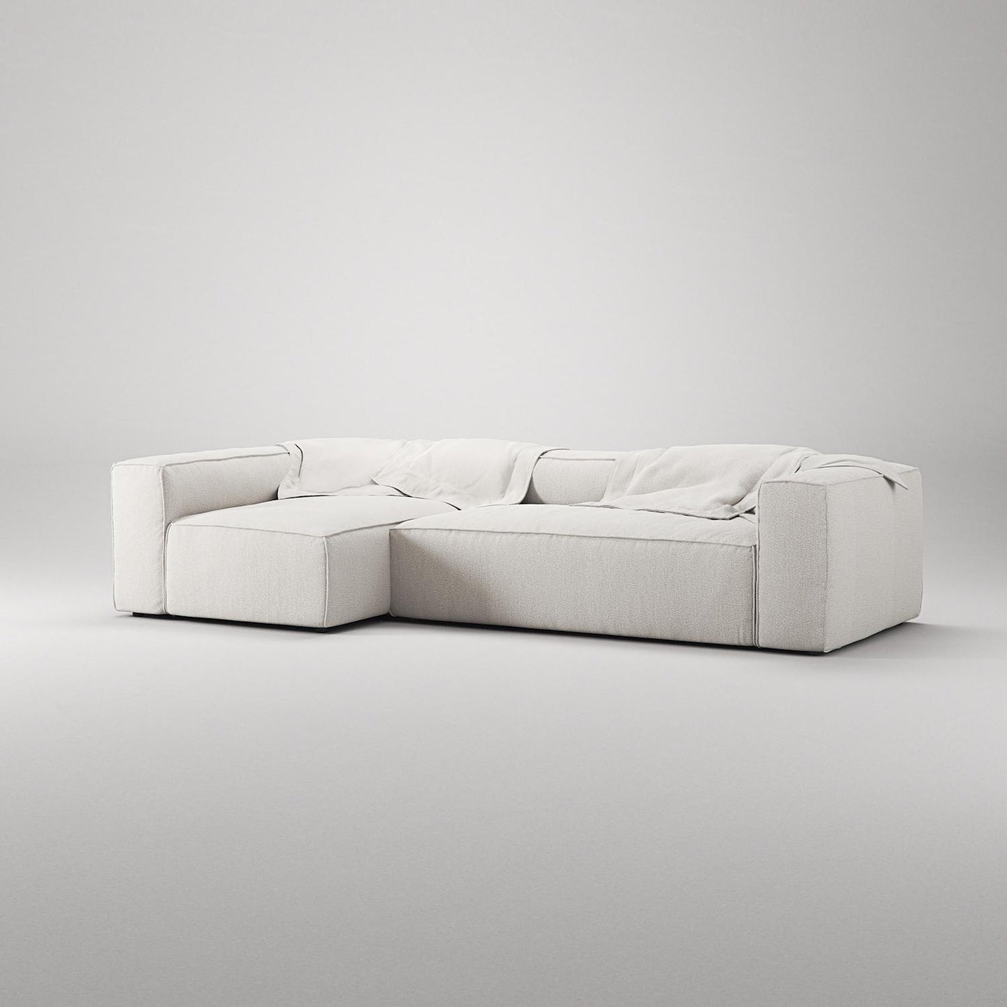 Decotique Grand 4-Seater Sofa Divan Left Steam/ White