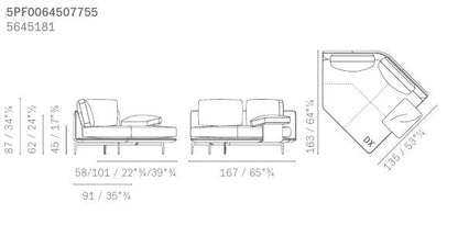 GET BACK - Sectional leather and fabric sofa - composition 1