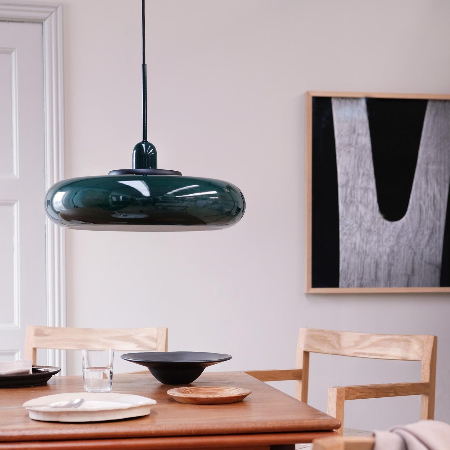 Dyberg Larsen Planet Pendant With Ring Wood/ Dark Green