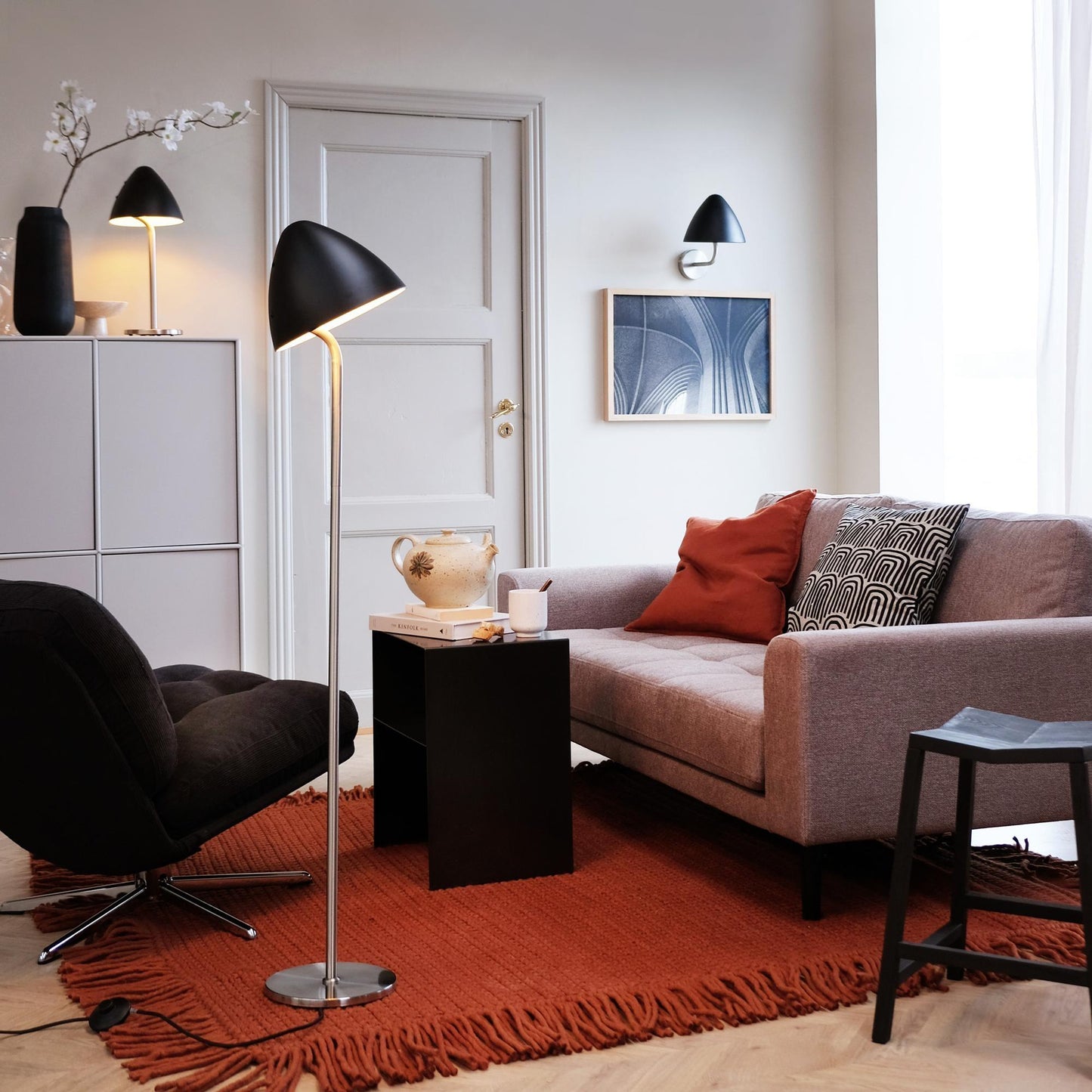 Dyberg Larsen Oulu Floor Lamp Black/ Brushed Steel