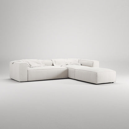 Decotique Grand 4-Seater Sofa Divan Open End With Footstool Right Steam/ White
