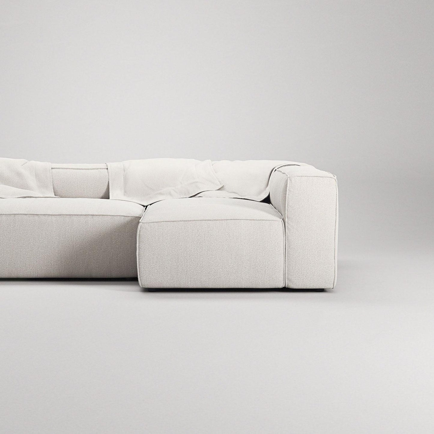 Decotique Grand 4-Seater Sofa Divan Right Steam/ White