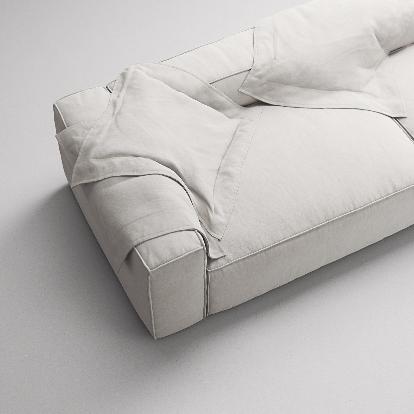 Decotique Grand 3-Seater Sofa Open End Right Moonwhite