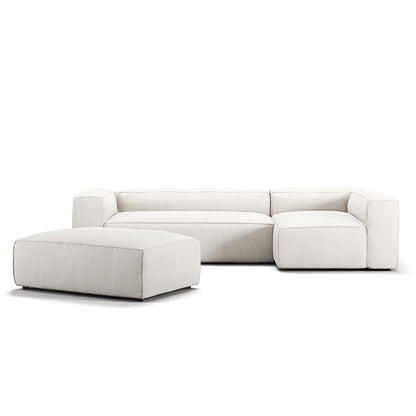 Decotique Grand 4-Seater Sofa Divan Open End With Footstool Right Steam/ White