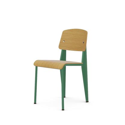 Standard Chair by Vitra #Prouvé Blé Vert powder-coated (smooth), brown glides / natural oak, with protective varnish