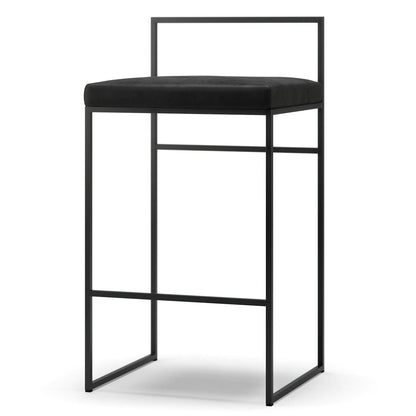 Department Bar Stool with Backrest 80 cm Black/Black Velvet