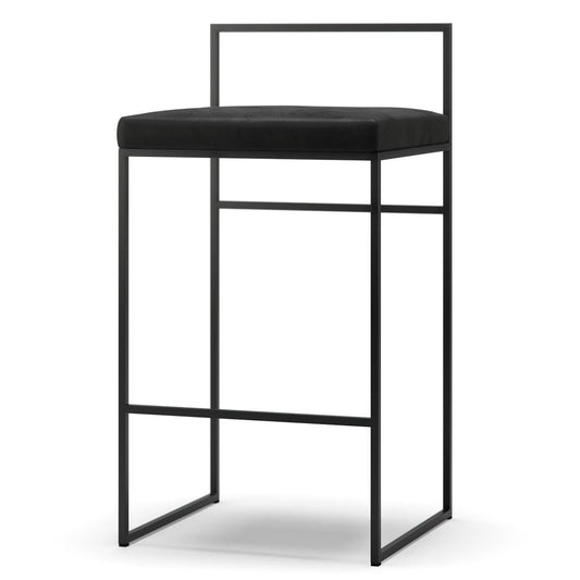 Department Bar Stool with Backrest 80 cm Black/Black Velvet