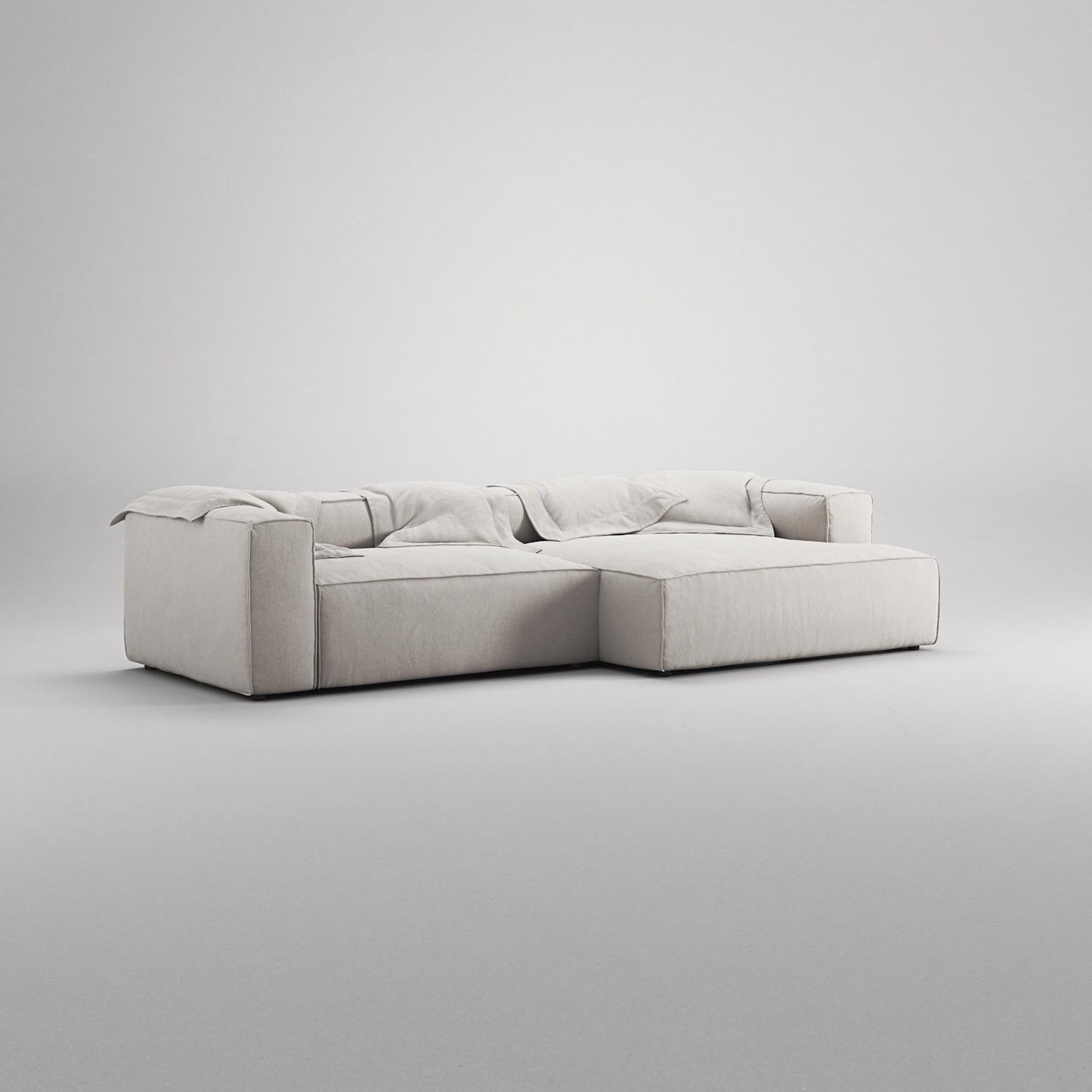 Decotique Grand 3-Seater Sofa Chaise Longue Right Moonwhite