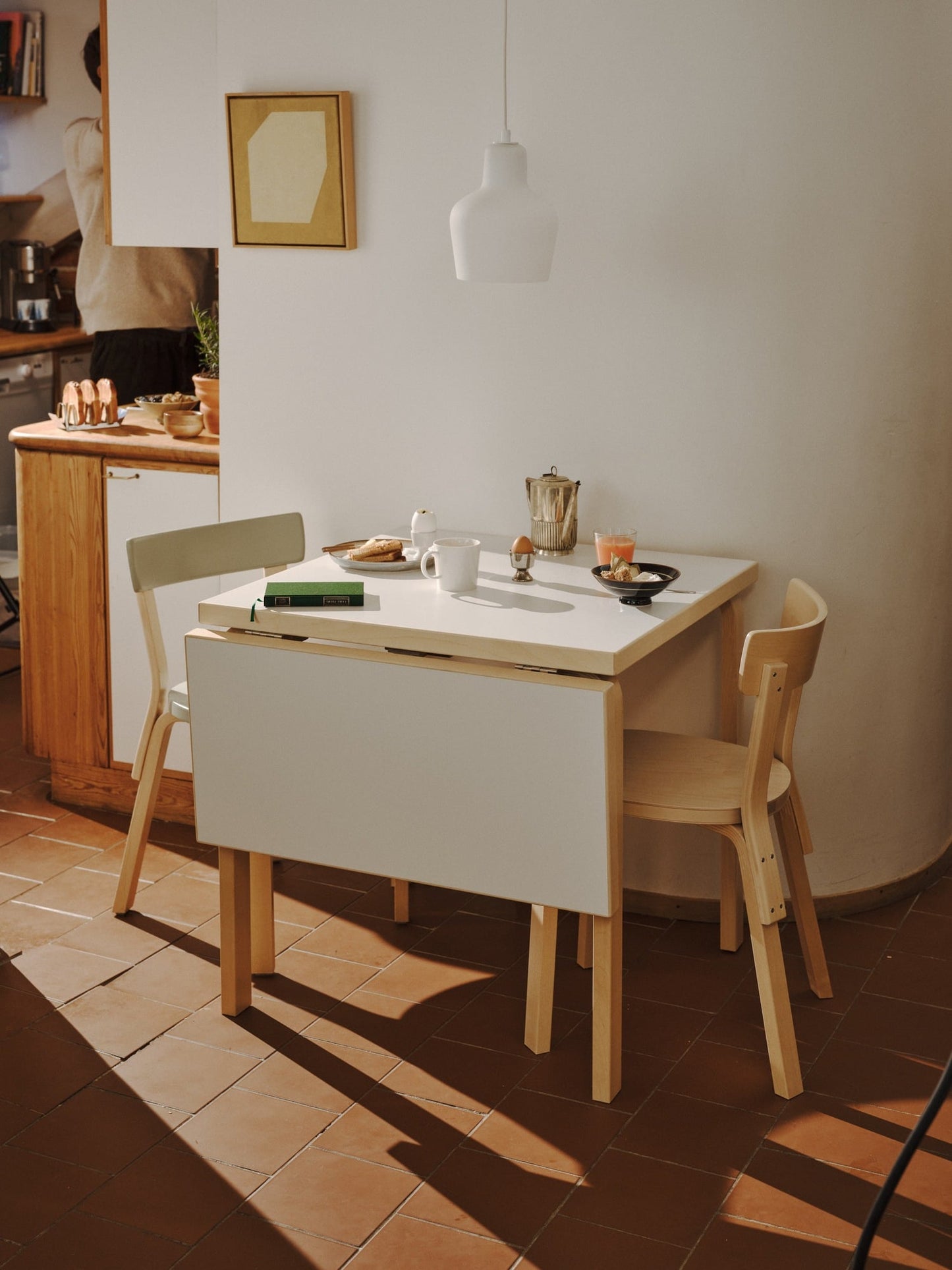 Aalto foldable table DL81C, birch - white laminate