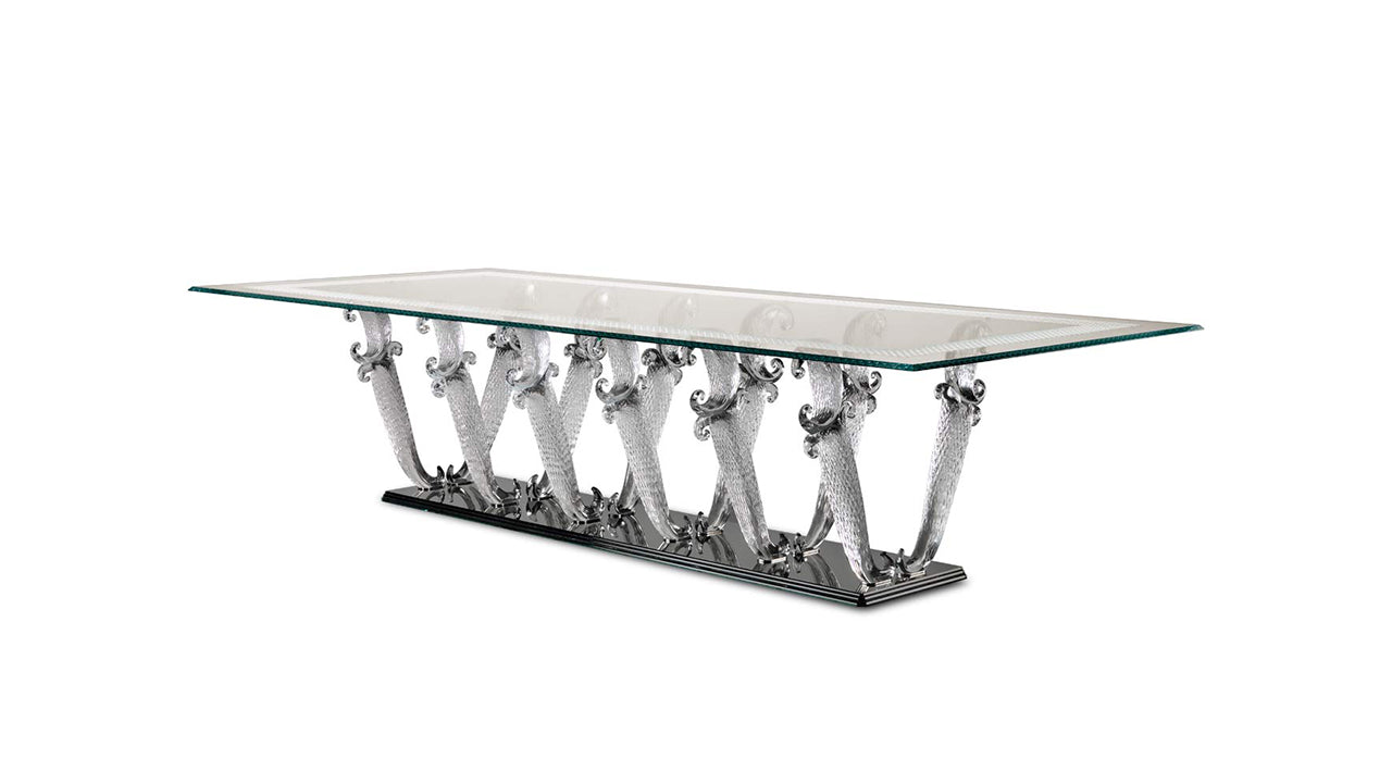 CASANOVA 72 - Oval glass dining table with Lazy Susan