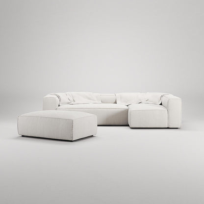 Decotique Grand 4-Seater Sofa Divan Open End With Footstool Right Steam/ White