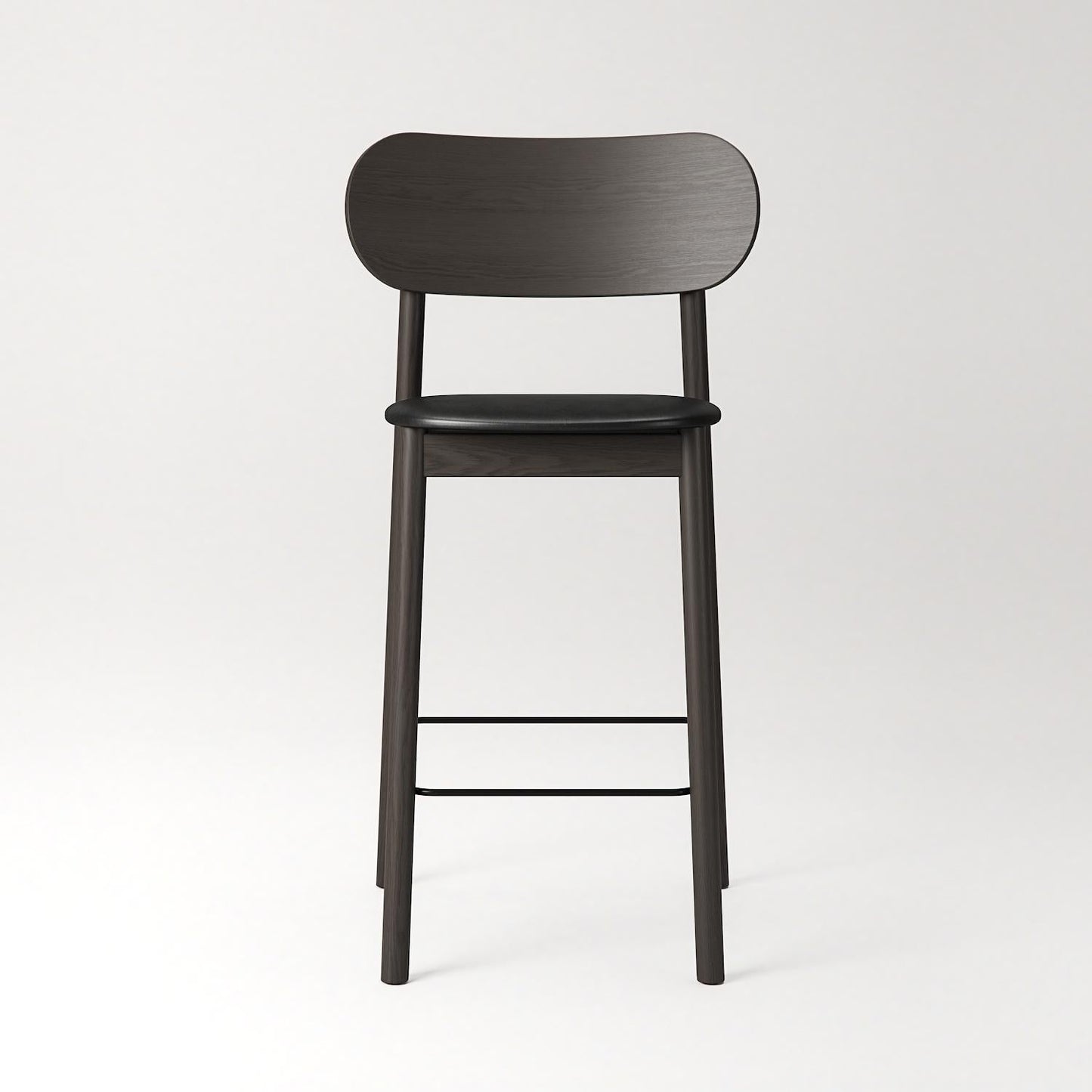 Decotique Elephant Bar Stool Dark Oak/Black Leather