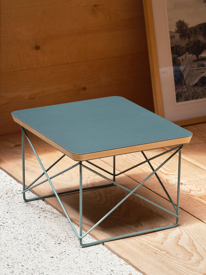 Eames LTR Occasional table, smoke blue linoleum - sky blue