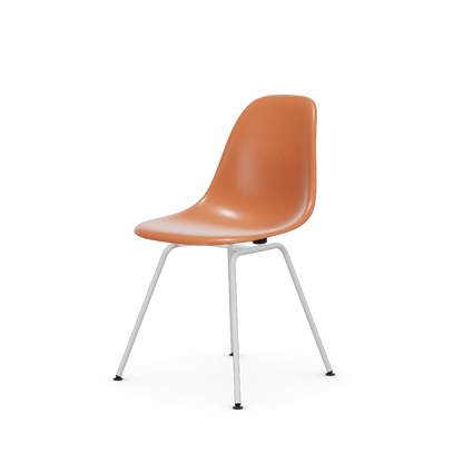 Eames Fiberglass Side Chair Dsx (Without Upholstery) by Vitra #powder-coated white (smooth) / Eames red orange