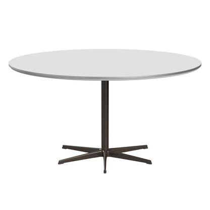 Circular - A826, Dining Table, Ø 145 Cm by Fritz Hansen #Fenix / White (032)/Brushed metal / Aluminium - Matt/Powder Coated Aluminium / Brown Bronze
